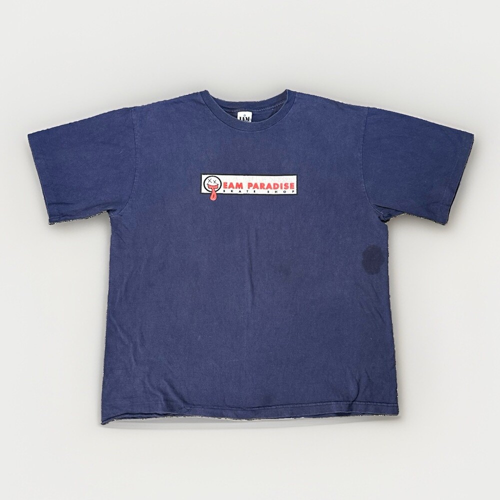 VTG 90s XL Team Paradise Skate Shop T Shirt Box Logo Skate Board Surfwear Usa